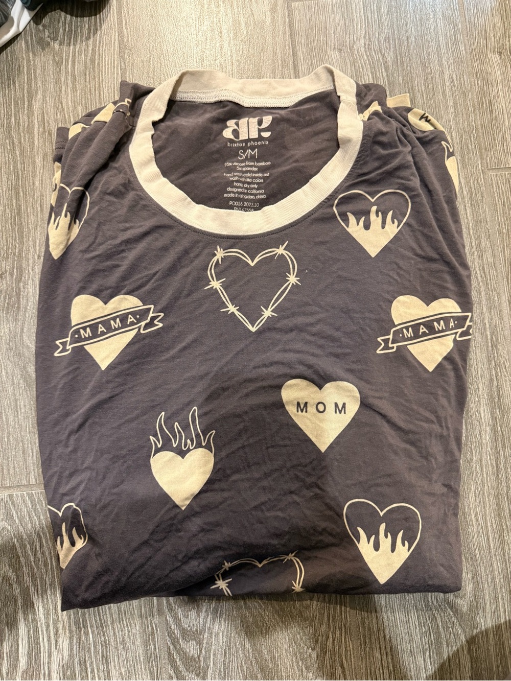 Brixton Phoenix 'Mama Mom' Heart Sleep Dress - Black & Cream